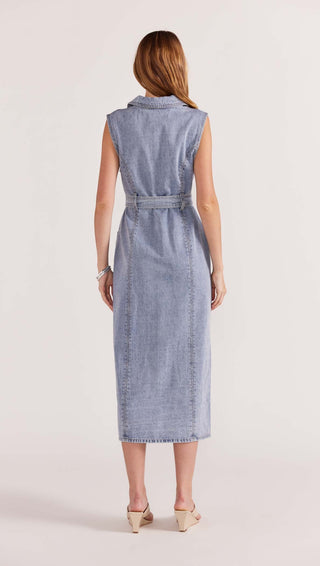 CALLA DENIM MIDI DRESS - LIGHT WASH DENIM