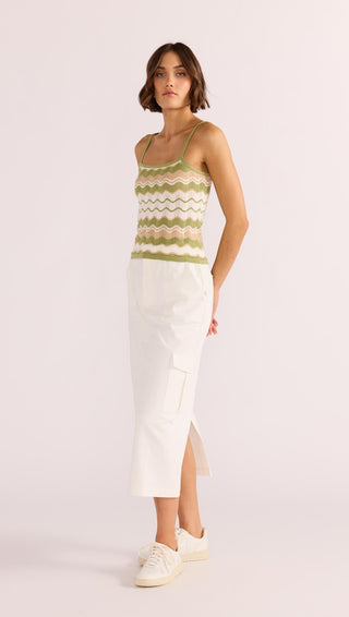 Melody knit tank- Green/Sand