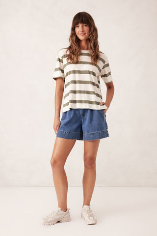 Slouchy Split Hem Tee - Eggshells