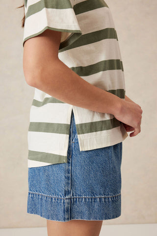 Slouchy Split Hem Tee - Eggshells