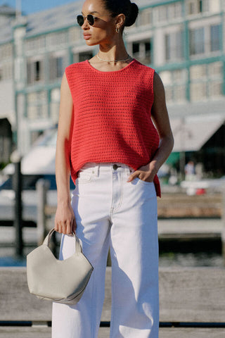 Mesh knit tank - Heritage red