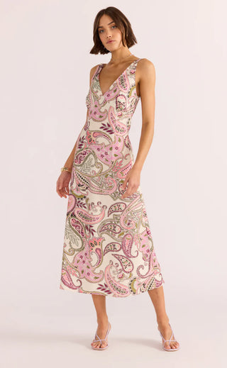 Cadence Bias Slip Midi Dress - Paisley